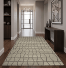 Beige and Brown Blended Wool Area Rug Geometric Scandinavian Hand Woven Flatwoven 5x7