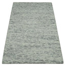 Modern Beige and Charcoal Solid Shaded Hand Tufted Natural Wool Area Rug