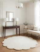 Modern Beige Blossom Hand Tufted 5x5 Wool Rug by The Rug Decor