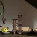 GobekUsa Beige Brown Travertine Marble Candle Holder with Metal Base