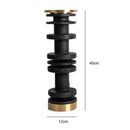 GobekUsa Beige Brown Travertine Marble Candle Holder with Metal Base