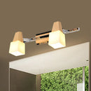 GobekUsa Modern Beige Cube Vanity Light Fixture with 2-Light Milk White Glass Shade, Wall Mount Lamp