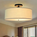 GobekUsa Country Fabric LED Ceiling Light, Modern Wrought Iron Chandelier for Dining Room