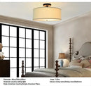 GobekUsa Country Fabric LED Ceiling Light, Modern Wrought Iron Chandelier for Dining Room