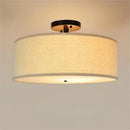 GobekUsa Country Fabric LED Ceiling Light, Modern Wrought Iron Chandelier for Dining Room