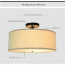 GobekUsa Country Fabric LED Ceiling Light, Modern Wrought Iron Chandelier for Dining Room