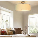 GobekUsa Country Fabric LED Ceiling Light, Modern Wrought Iron Chandelier for Dining Room