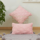 Modern beige diamond solid embroidery cushion cover living room by Decorbites