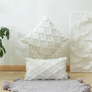 Modern beige diamond solid embroidery cushion cover living room by Decorbites