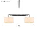 GobekUsa White Fabric Drum Island Pendant with 2 Lights - Traditional Hanging Light Kit for Dining Room