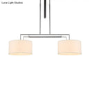 GobekUsa White Fabric Drum Island Pendant with 2 Lights - Traditional Hanging Light Kit for Dining Room