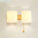 GobekUsa Modern Opaline Glass 2-Light Wall Mount with Pull Chain - Beige