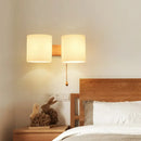 GobekUsa Modern Opaline Glass 2-Light Wall Mount with Pull Chain - Beige