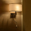 GobekUsa Modern Beige Fabric LED Wall Sconce with Spotlight