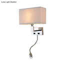 GobekUsa Modern Beige Fabric LED Wall Sconce with Spotlight