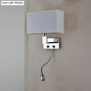 GobekUsa Modern Beige Fabric LED Wall Sconce with Spotlight