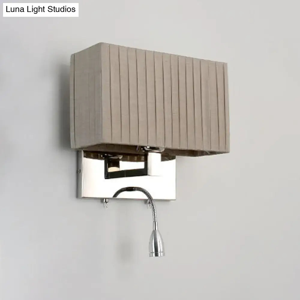 GobekUsa Modern Rectangle Fabric LED Wall Sconce in Beige, photo 2 of 5
