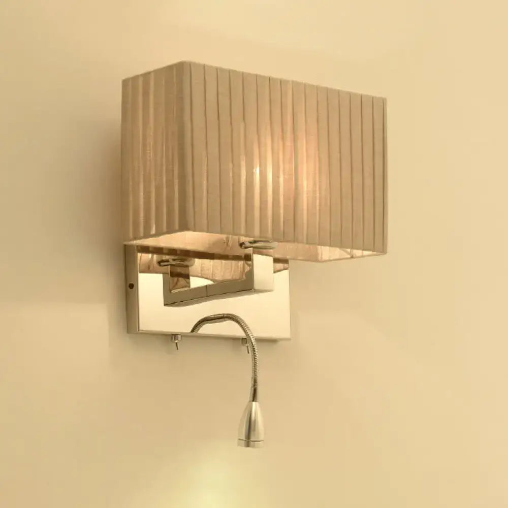 GobekUsa Modern Rectangle Fabric LED Wall Sconce in Beige, photo 5 of 5
