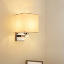 GobekUsa Nordic Style Beige Cube Wall Light - 1 Head Fabric Wall Mounted Fixture for Bedroom