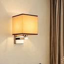 GobekUsa Nordic Style Beige Cube Wall Light - 1 Head Fabric Wall Mounted Fixture for Bedroom