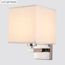 GobekUsa Nordic Style Beige Cube Wall Light - 1 Head Fabric Wall Mounted Fixture for Bedroom