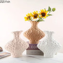 GobekUsa Frosted Ceramic Vase Artificial Floral Decor Desk Decoration Modern Flower Arrangement