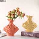 GobekUsa Frosted Ceramic Vase Artificial Floral Decor Desk Decoration Modern Flower Arrangement