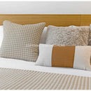 GobekUsa Beige Gold Houndstooth Jacquard Lumbar Pillowcase for Modern Interiors