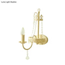 GobekUsa Modern Metal Bell/Candle Wall Mount Lamp: 1-Light Sconce Fixture with Crystal Bead, Yellow