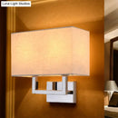 GobekUsa Modern Rectangular Beige LED Fabric Wall Sconce for Bedside Lighting
