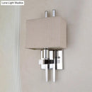 GobekUsa Modern LED Fabric Sconce Light: Rectangle Wall Mounted Beige Lighting for Bedroom