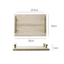 GobekUsa Beige Travertine Stone Tray with Golden Metal Handle