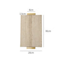 GobekUsa Beige Travertine Stone Tray with Golden Metal Handle