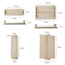 GobekUsa Beige Travertine Stone Tray with Golden Metal Handle