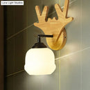 GobekUsa Modern Deer Head Wall Light in Beige for Bedroom - 1 Light Wood Sconce