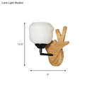 GobekUsa Modern Deer Head Wall Light in Beige for Bedroom - 1 Light Wood Sconce
