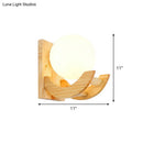 GobekUsa Modern Beige Wood Sconce Light Fixture with White Glass Shade - Wall Mounted Lamp