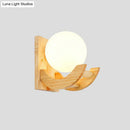 GobekUsa Modern Beige Wood Sconce Light Fixture with White Glass Shade - Wall Mounted Lamp