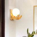 GobekUsa Modern Beige Wood Sconce Light Fixture with White Glass Shade - Wall Mounted Lamp