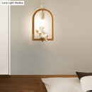 GobekUsa Modern Beige Wooden Arched Shelf Wall Light with Lovely Deco Boutique Sconce Lamp