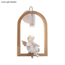 GobekUsa Modern Beige Wooden Arched Shelf Wall Light with Lovely Deco Boutique Sconce Lamp