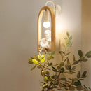 GobekUsa Modern Beige Wooden Arched Shelf Wall Light with Lovely Deco Boutique Sconce Lamp