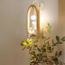 GobekUsa Modern Beige Wooden Arched Shelf Wall Light with Lovely Deco Boutique Sconce Lamp