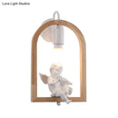 GobekUsa Modern Beige Wooden Arched Shelf Wall Light with Lovely Deco Boutique Sconce Lamp