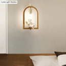 GobekUsa Modern Beige Wooden Arched Shelf Wall Light with Lovely Deco Boutique Sconce Lamp
