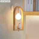GobekUsa Modern Beige Wooden Arched Shelf Wall Light with Lovely Deco Boutique Sconce Lamp