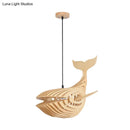 GobekUsa Wooden Kids Whale Pendant Lamp - Modern Hanging Light in Beige, 21.5"/31.5"/39" Wide