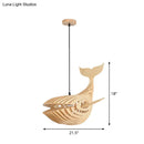 GobekUsa Wooden Kids Whale Pendant Lamp - Modern Hanging Light in Beige, 21.5"/31.5"/39" Wide