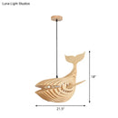GobekUsa Wooden Kids Whale Pendant Lamp - Modern Hanging Light in Beige, 21.5"/31.5"/39" Wide