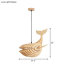 GobekUsa Wooden Kids Whale Pendant Lamp - Modern Hanging Light in Beige, 21.5"/31.5"/39" Wide